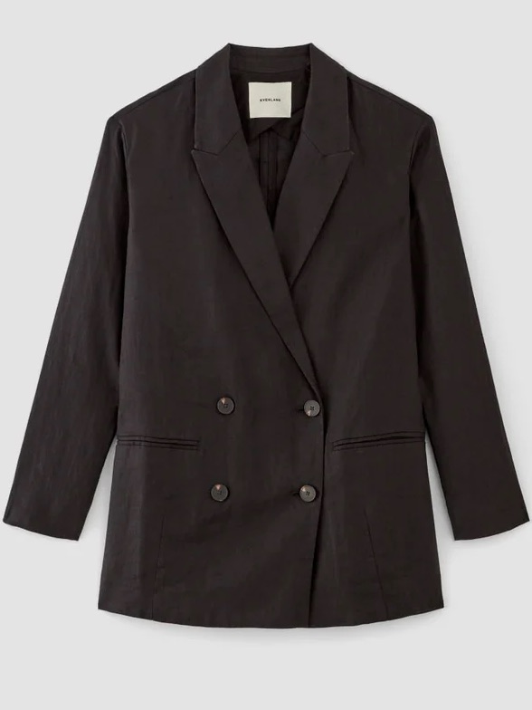 Everlane Linen Double Breasted Blazer 100% European Flax Linen Size 4